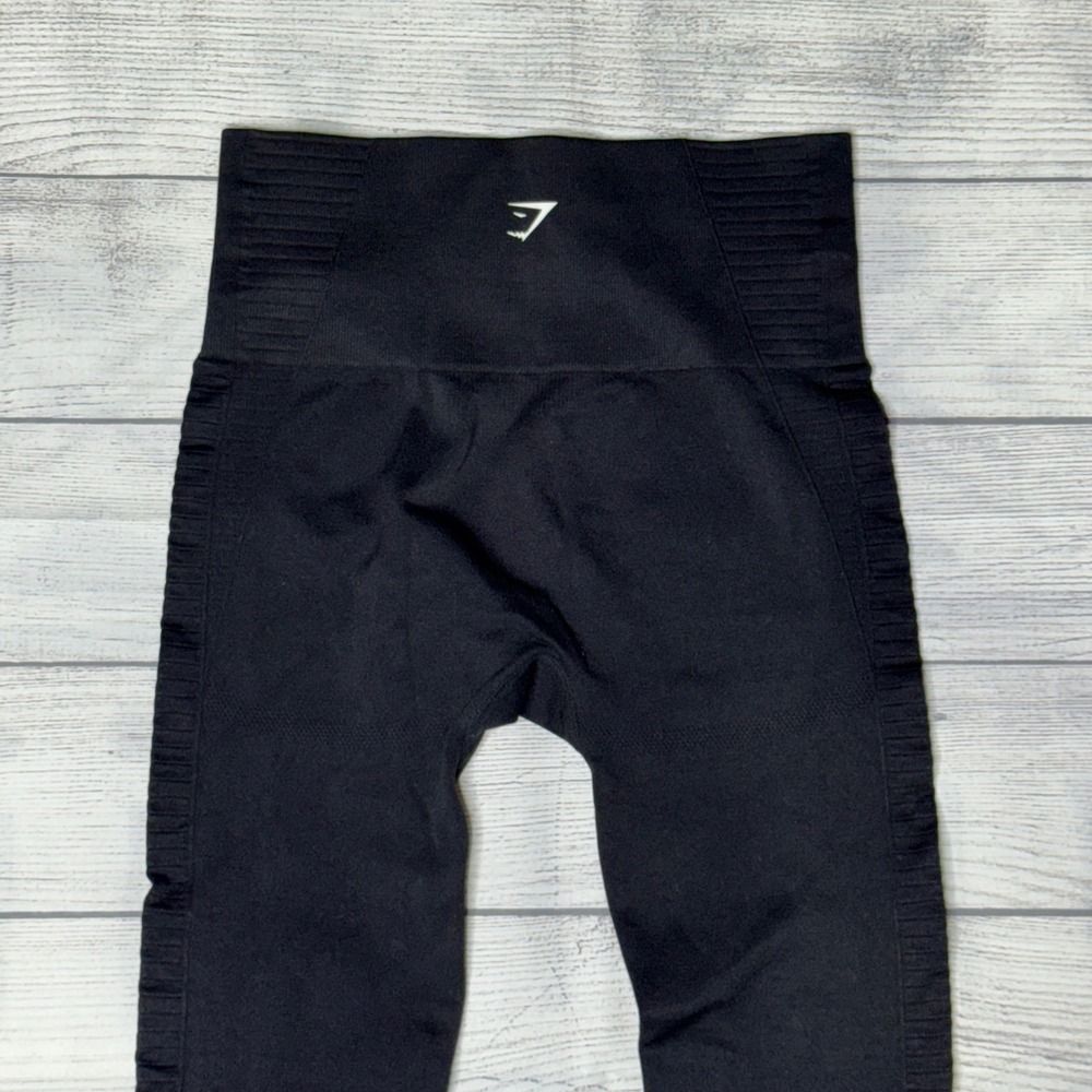 Gymshark Energy+ Seamless Leggings Black High Waisted Eyelet Ribbed Activewear - Picture 7 of 7